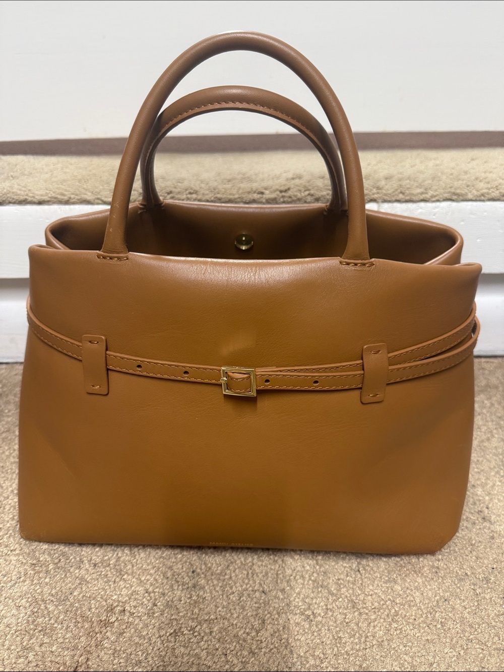 Manu Atelier Chambon 35 Cognac Leather Tote with Top Handles